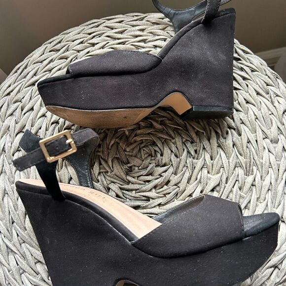 Madden Girl Women’s Black Chunky Platform Wedge Heels with Black Strap Size 7.5 - Picture 6 of 13